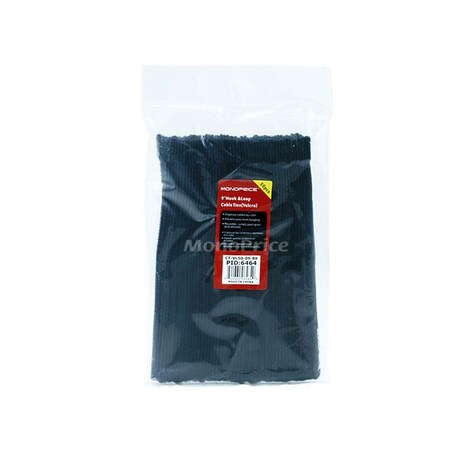 Monoprice 9" L, Black Hook and Loop Fastening Cable Tie, Package quantity: 50 6464